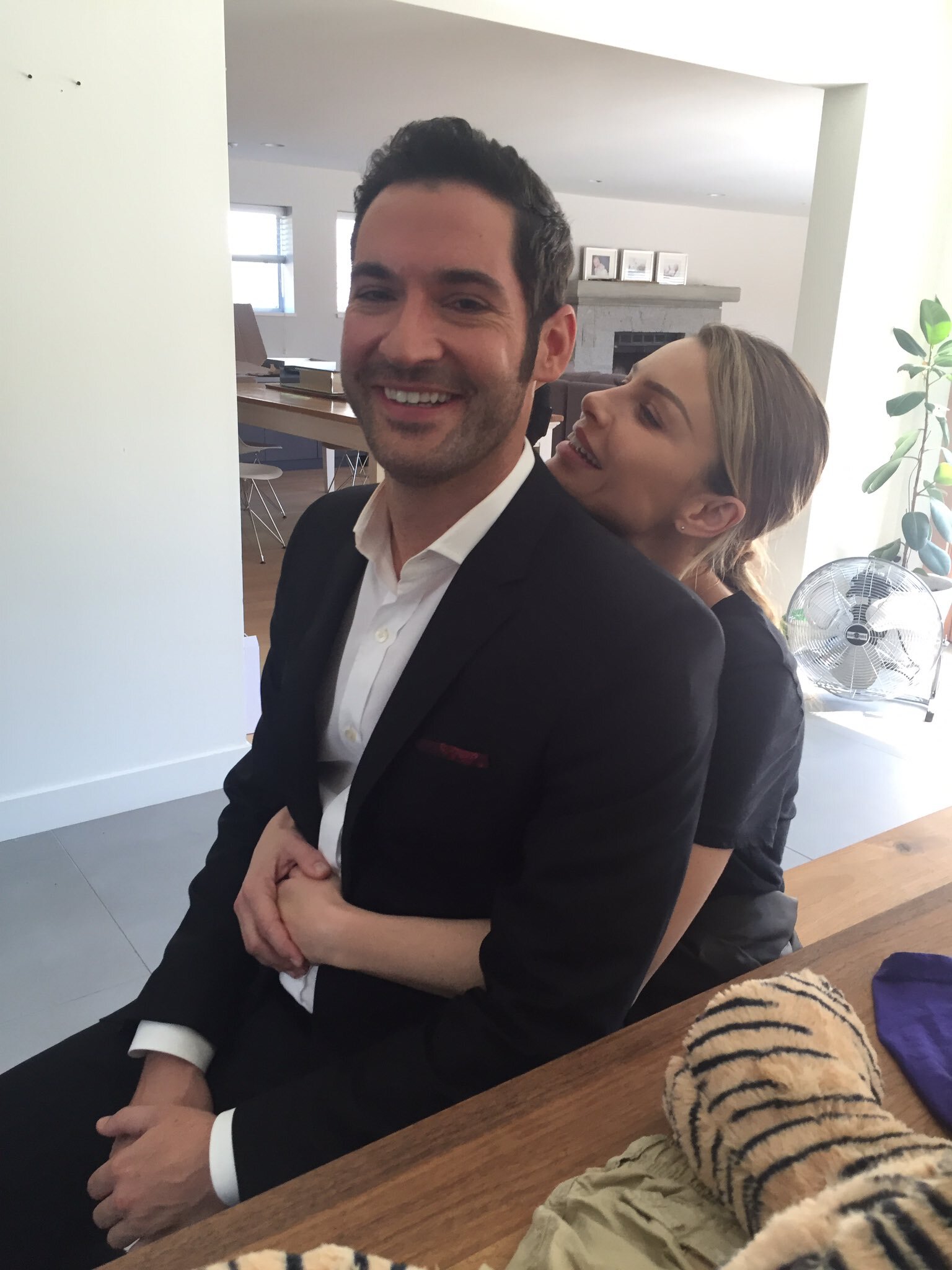 Tom Ellis with his Lucifer co-star Lauren German tom-ellis-with-his-lucifer-co-star-lauren-german